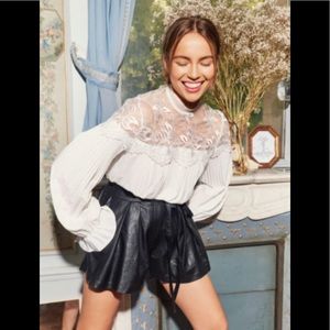 NastyGal ‘Get My Heart Lacing’ High Neck Blouse